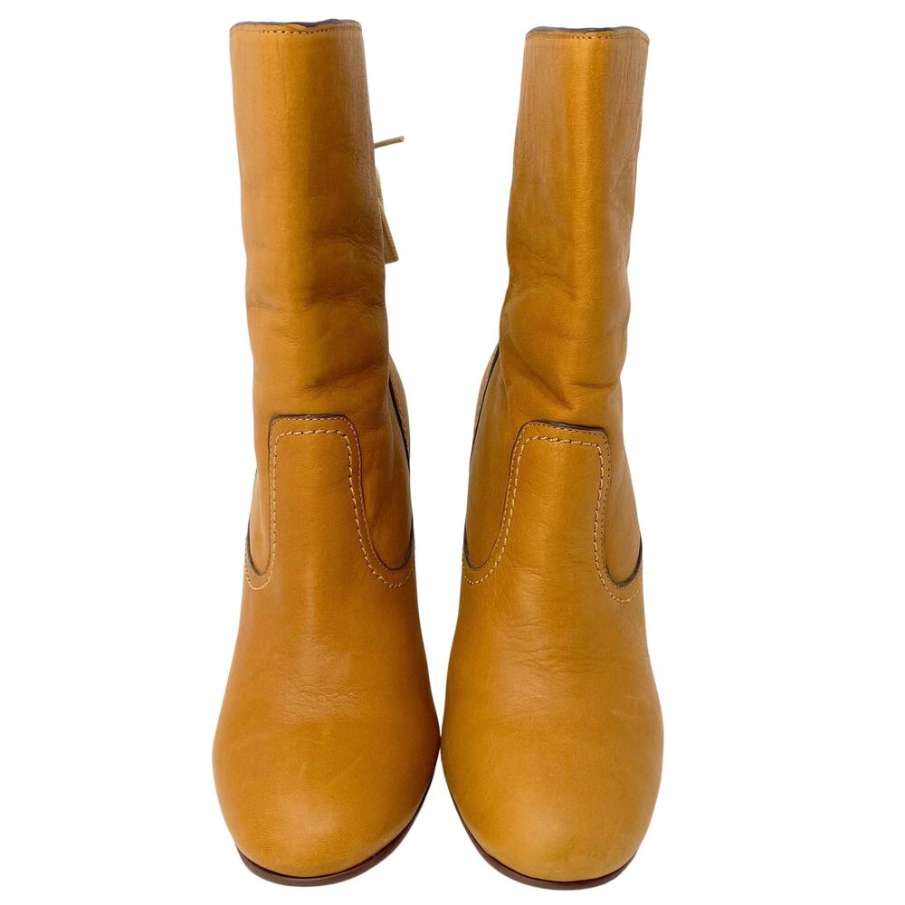 See By Chloé Lara Tan Soft Calfskin Leather Corset Heel Boots Box 40 - Picture 3 of 14